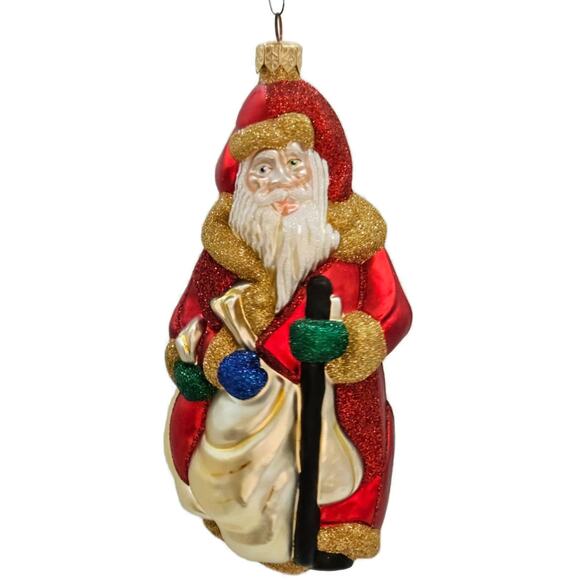 Patricia Breen Cubist Santa Claus Red Gold Accent Cubism Art Christmas Ornament - Picture 1 of 11